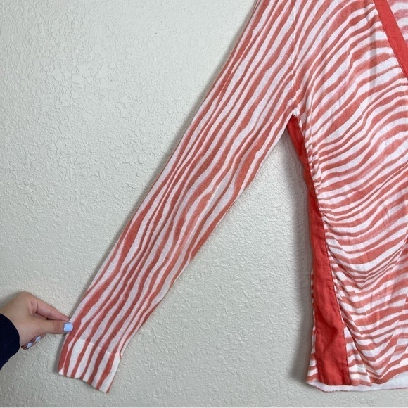Lafayette 148 New York Linen Blend Zebra Print Striped Button Front Cardigan - Picture 4 of 10